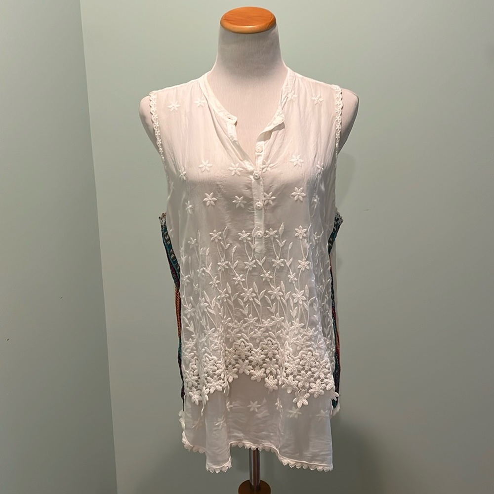 Johnny Was sleeveless embroidered top